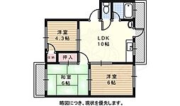第2香流マンション 3LDKの間取図画像