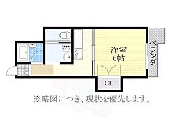 マンション植田 1DKの間取図画像