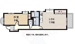 よもぎ台マンション 1LDKの間取図画像