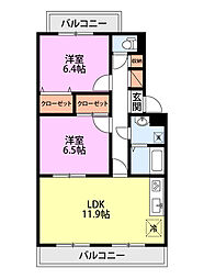 グランディール緑町 2LDKの間取図画像