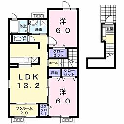 セントラルハーモニー1 2LDKの間取図画像