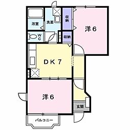 アンシャンテA 2DKの間取図画像