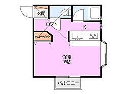 グレー・シェル美幸町 ワンルームの間取図画像