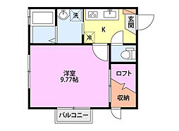 レイ・ガーデン 1Kの間取図画像