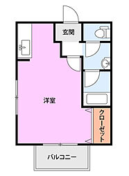 コーポひまわり 1Kの間取図画像