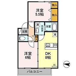 グランディール親和 2DKの間取図画像