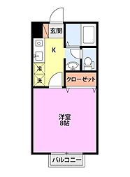 グランディール 1Kの間取図画像