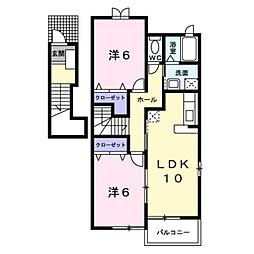 アルモニースクウェアB 2LDKの間取図画像