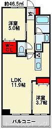 北九州都市モノレール小倉線 城野駅 徒歩8分の賃貸マンション 9階2LDKの間取り