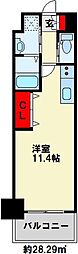 ERUZAGLANZ 黄金 13階ワンルームの間取り