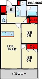 グランドパレス小倉小文字通り 2LDKの間取図画像