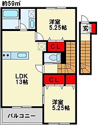 コッツウォルズ・マサ 2LDKの間取図画像