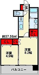 アースコートY'sシティ香春口 2Kの間取図画像