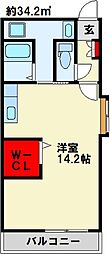 ウイングス片野1 ワンルームの間取図画像