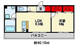 サニーイースト 1LDKの間取図画像