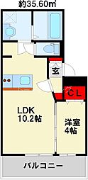 M・K・K萩崎町 1LDKの間取図画像