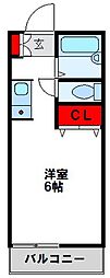 セジュール御幸橋 ワンルームの間取図画像