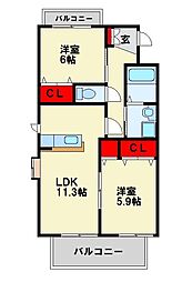 シャーメゾンJ・K A棟 2階