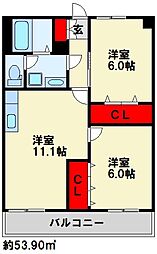 フェルト727 2LDKの間取図画像