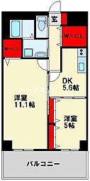 クルーズグラン・セレスト 2DKの間取図画像