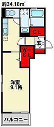 エルカーサ門司駅前 1Kの間取図画像