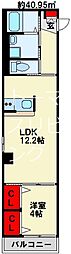 サン・フローラ三郎丸 1LDKの間取図画像