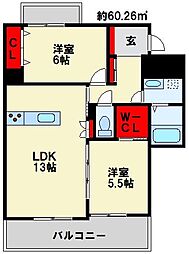 シャーメゾンステージ片野 2LDKの間取図画像