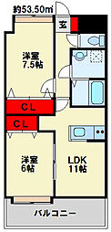 ギャラン吉野町 2LDKの間取図画像