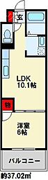 エルザ香春口45 1LDKの間取図画像