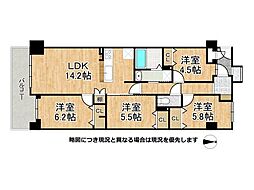 ライオンズマンション富雄C棟 4LDKの間取図画像