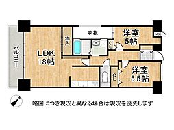 ライオンズマンション学園前第2 2LDKの間取図画像