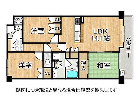 収納が充実した3LDKの間取りです