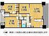 間取り：南向きバルコニーにつき陽当たり良好な3LDKの間取りです