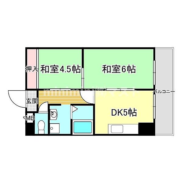 グランドメゾン富士 302｜大阪府大阪市西成区玉出西2丁目(賃貸マンション2DK・3階・39.00㎡)の写真 その2