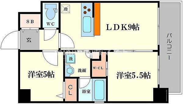 エステムコート難波Ｖブロード ｜大阪府大阪市浪速区塩草1丁目(賃貸マンション2LDK・10階・44.40㎡)の写真 その2