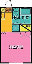 グリーンヒルズB 1Kの間取図画像