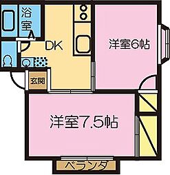 ヨコザワヒルズ1 2DKの間取図画像