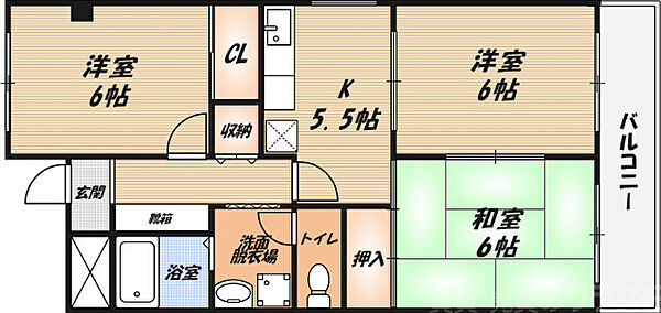 小浦ビューハイツ ｜大阪府高槻市宮田町3丁目(賃貸マンション3K・4階・55.00㎡)の写真 その2