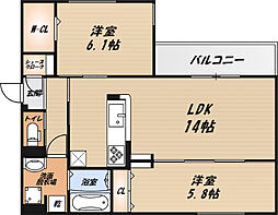 Dーresidence下田部B 2LDKの間取図画像