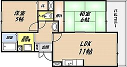 井マンション 2階2LDKの間取り