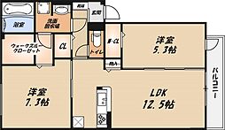 (仮称)D-ROOM高槻市宮田町3丁目PJ 2階2LDKの間取り