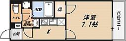 クレイノセントコージア上牧 2階1Kの間取り