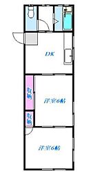 西武池袋線 飯能駅 徒歩10分の賃貸アパート 2階2DKの間取り