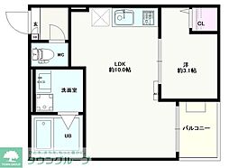 Jack shimofujisawa I 2階1LDKの間取り