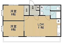 モリタ・コテージ 2LDKの間取図画像