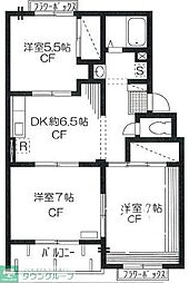 トリヴァンベール美船 3階3DKの間取り