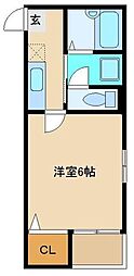 グリーンテラス所沢 2階1Kの間取り
