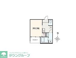 MELLAS元加治 1Kの間取図画像