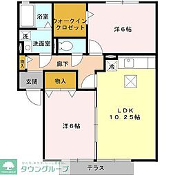 グランドゥール 1階2LDKの間取り