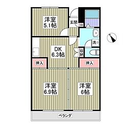 東武東上線 鶴ヶ島駅 バス7分  南公園前下車 徒歩5分の賃貸マンション 1階3SDKの間取り